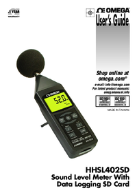Thumbnail of document Manual - HHSL402SD Handheld, 30 to 130 dB Digital Sound Meter w/Data Logger